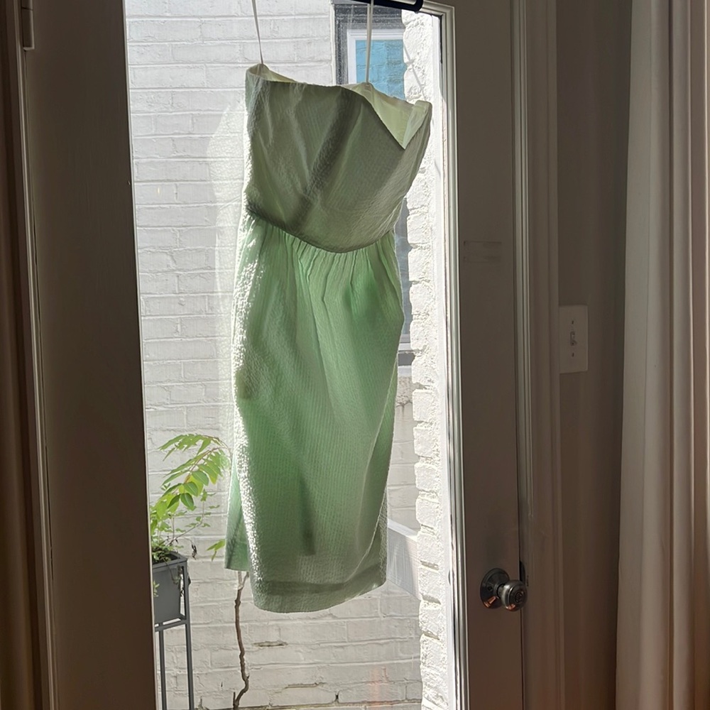 J Crew Seersucker strapless dress